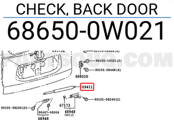 Toyota 686500W021 CHECK, BACK DOOR