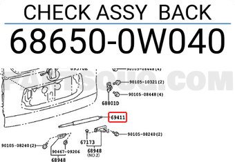 Toyota 686500W040 CHECK ASSY BACK