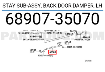 Toyota 6890735070 STAY SUB-ASSY, BACK DOOR DAMPER, LH