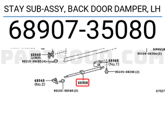 Toyota 6890735080 STAY SUB-ASSY, BACK DOOR DAMPER, LH