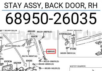 Toyota 6895026035 STAY ASSY, BACK DOOR, RH