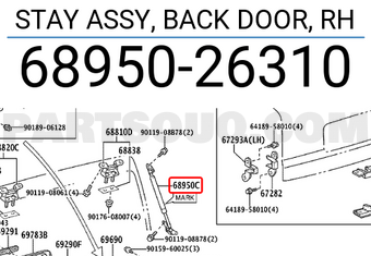 Toyota 6895026310 STAY ASSY, BACK DOOR, RH