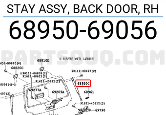 Toyota 6895069056 STAY ASSY, BACK DOOR, RH