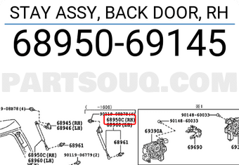 Toyota 6895069145 STAY ASSY, BACK DOOR, RH