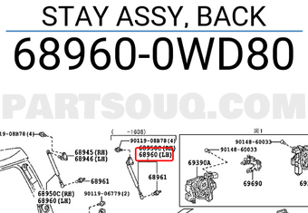 Toyota 689600WD80 STAY ASSY, BACK