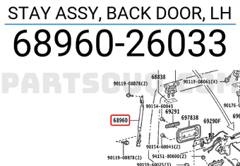 Toyota 6896026033 STAY ASSY, BACK DOOR, LH