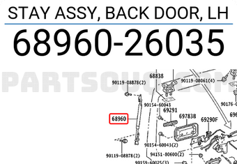 Toyota 6896026035 STAY ASSY, BACK DOOR, LH