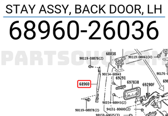 Toyota 6896026036 STAY ASSY, BACK DOOR, LH