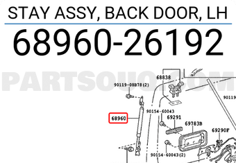 Toyota 6896026192 STAY ASSY, BACK DOOR, LH