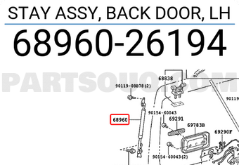 Toyota 6896026194 STAY ASSY, BACK DOOR, LH