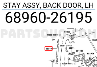 Toyota 6896026195 STAY ASSY, BACK DOOR, LH