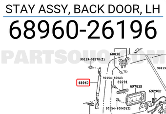 Toyota 6896026196 STAY ASSY, BACK DOOR, LH