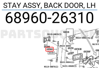 Toyota 6896026310 STAY ASSY, BACK DOOR, LH
