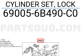 Toyota 690056B490C0 CYLINDER SET, LOCK