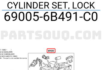 Toyota 690056B491C0 CYLINDER SET, LOCK