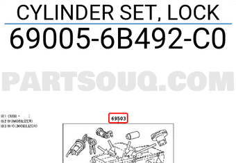 Toyota 690056B492C0 CYLINDER SET, LOCK