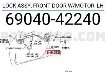 Toyota 6904042240 LOCK ASSY, FRONT DOOR W/MOTOR, LH