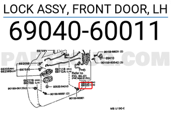 Toyota 6904060011 LOCK ASSY, FRONT DOOR, LH