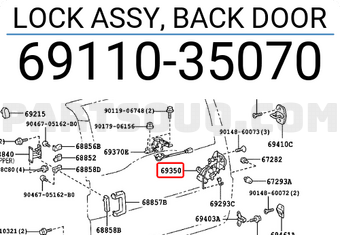 Toyota 6911035070 LOCK ASSY, BACK DOOR