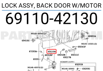 Toyota 6911042130 LOCK ASSY, BACK DOOR W/MOTOR