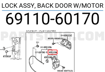 Toyota 6911060170 LOCK ASSY, BACK DOOR W/MOTOR
