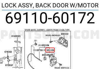 Toyota 6911060172 LOCK ASSY, BACK DOOR W/MOTOR