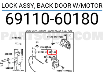 Toyota 6911060180 LOCK ASSY, BACK DOOR W/MOTOR