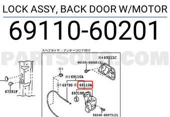 Toyota 6911060201 LOCK ASSY, BACK DOOR W/MOTOR