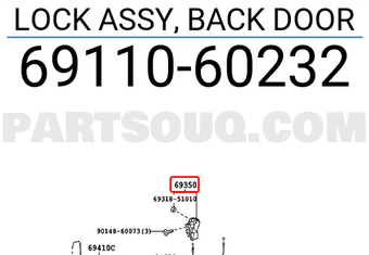 Toyota 6911060232 LOCK ASSY, BACK DOOR