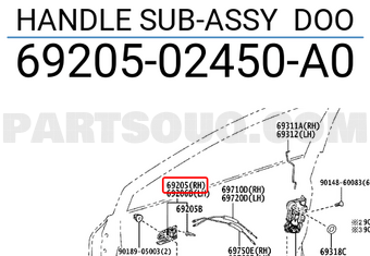 Toyota 6920502450A0 HANDLE SUB-ASSY DOO