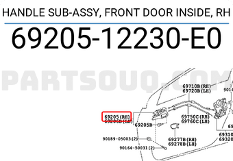Toyota 6920512230E0 HANDLE SUB-ASSY, FRONT DOOR INSIDE, RH