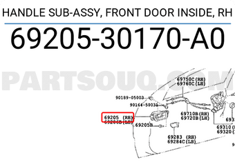 Toyota 6920530170A0 HANDLE SUB-ASSY, FRONT DOOR INSIDE, RH