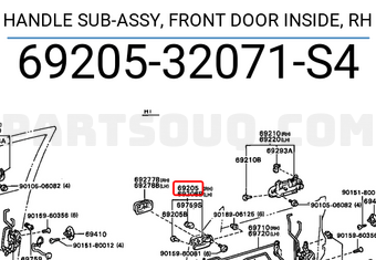 Toyota 6920532071S4 HANDLE SUB-ASSY, FRONT DOOR INSIDE, RH