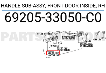 Toyota 6920533050C0 HANDLE SUB-ASSY, FRONT DOOR INSIDE, RH