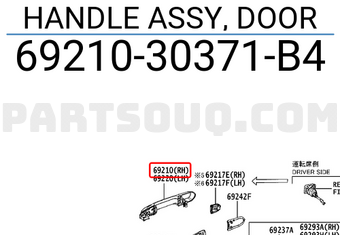 Toyota 6921030371B4 HANDLE ASSY, DOOR