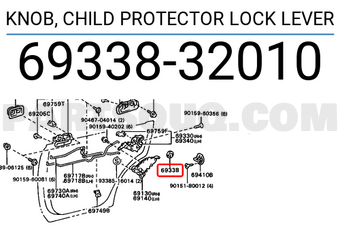 Toyota 6933832010 KNOB, CHILD PROTECTOR LOCK LEVER