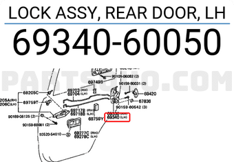 Toyota 6934060050 LOCK ASSY, REAR DOOR, LH