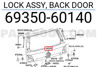 Toyota 6935060140 LOCK ASSY, BACK DOOR