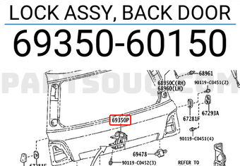 Toyota 6935060150 LOCK ASSY, BACK DOOR