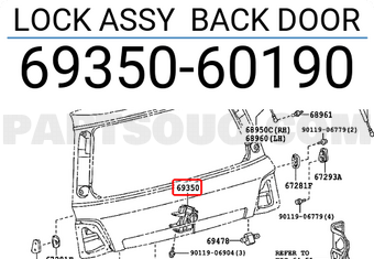 Toyota 6935060190 LOCK ASSY BACK DOOR