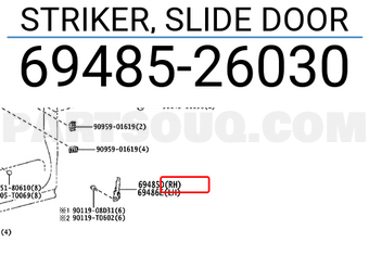 Toyota 6948526030 STRIKER, SLIDE DOOR