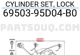 Toyota 6950395D04B0 CYLINDER SET, LOCK