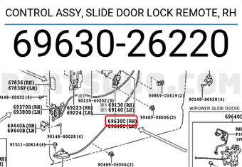 Toyota 6963026220 CONTROL ASSY, SLIDE DOOR LOCK REMOTE, RH