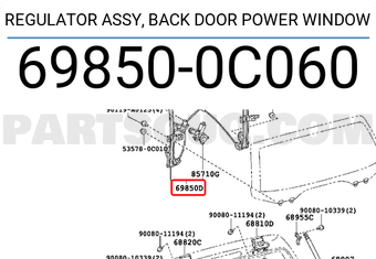 Toyota 698500C060 REGULATOR ASSY, BACK DOOR POWER WINDOW