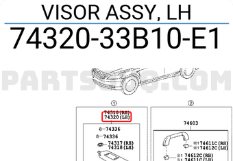 Toyota 7432033B10E1 VISOR ASSY, LH