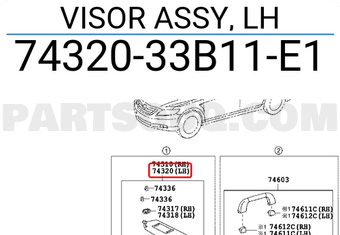 Toyota 7432033B11E1 VISOR ASSY, LH
