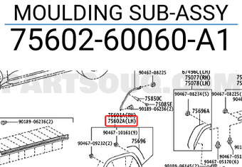 Toyota 7560260060A1 MOULDING SUB-ASSY