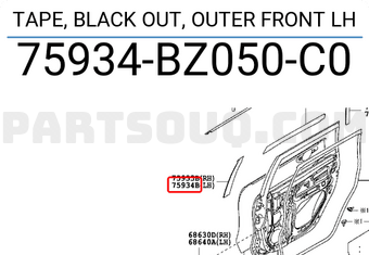 Toyota 75934BZ050C0 TAPE, BLACK OUT, OUTER FRONT LH