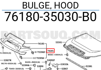 Toyota 7618035030B0 BULGE, HOOD