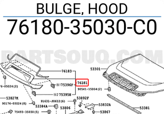 Toyota 7618035030C0 BULGE, HOOD